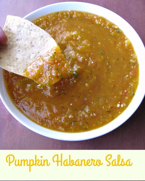 Spicy Pumpkin Habanero Salsa, with diced fresh pumpkin, tomatoes, tomatillos, onions, habanero and jalapeno peppers, is a seasonal treat perfect for parties. Slow Cooker Pumpkin Butter, Habanero Salsa Recipe, Avocado Tomatillo Salsa, Sweet Pumpkin Recipes, Pumpkin Chip, Habanero Salsa, Pumpkin Oatmeal Cookies, Crazy Kitchen, Fall Parties