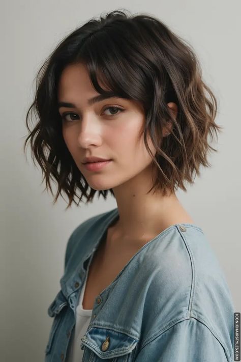 Stunning Natural Wavy Haircuts for All Hair Types Low Maintenance Wavy Haircut, Chin Length Curly Hair With Layers, Wavy Chin Length Bob, Short Haircuts For Heart Shaped Faces, Short Hairstyle Women Wavy Hair, Wavy Hair Short Haircut, Natural Wavy Haircuts, Naturally Wavy Bob, Haircuts For Fine Wavy Hair