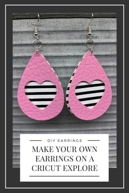 I made these Valentine's Day earrings with my Cricut machine.  I made several pair with different materials and different designs, so check out my website post to figure out your favorite.  It's easy to cut faux leather, cork, and leather on a Cricut Explore or Cricut Maker.  This earring in this pin shows a front layer made of genuine leather and a back layer made of faux leather.  DIY earrings are fun to make and are great Cricut projects.  DIY faux leather earrings make great DIY gifts. Faux Leather Earrings Diy, Cricket Jewelry, Heart Earrings Diy, Diy Faux Leather Earrings, Diy Cricut Projects, Leather Earrings Diy, Circuit Joy, Cup Business, Cricut Jewelry