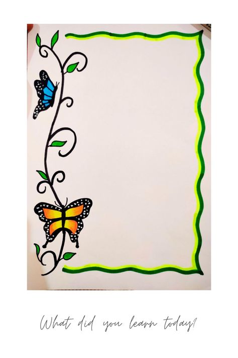 Follow for regular updates........ Like Share Follow Comment...... #ProjectFilePage #HeadingPage #School #Colorful #Decoration #Butterfly #ButterflyDesign #Attractive #Creative #Leafy #Style #DottedColors #DoubleShaded #Assignment Attractive Border Designs For Project, Butterfly Border Designs For Projects, Colorful Borders Design For Project, Butterfly Border Design, Boarders Designs For Projects, Book Art Projects, Pencil Drawing Images, Butterfly Decoration, Drawings For Boyfriend