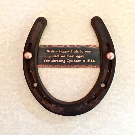 Copper anniversary gift, Engraved plate, 7th anniversary ( 2011) or business, on new horseshoe, personalized gift, western decor #CopperHorseshoe #engraved #CopperAnniversary #PersonalizedGift #SeventhAnniversary #WesternDecor #CopperEngraved #RustyHorseshoe #EngravedPlate #EngravedHorseGift Vet Technician, Animal Doctor, Copper Anniversary Gifts, Engraved Plates, Copper Anniversary, 7th Anniversary Gifts, Work Anniversary, Medical Gifts, Gold Gift Boxes