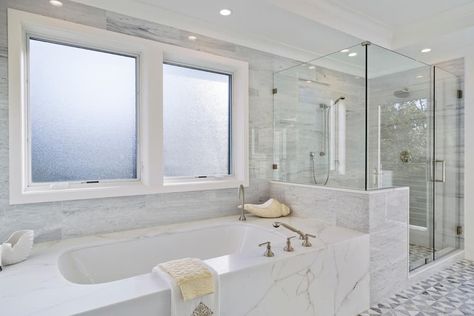 Bathroom Window Glass, Shower Privacy, Windows Bathroom, Tub Remodel, Bathroom Improvements, Window In Shower, Bathroom Window, Tub And Shower, Privacy Glass