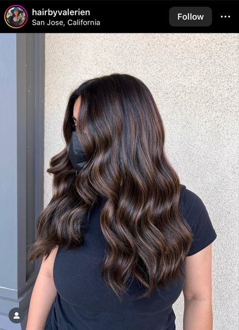 Hair Color For Dark Skin Tone, Dark Chocolate Hair Color, Mommy Hairstyles, Rich Brown Hair, Dark Chocolate Hair, Hair Color For Dark Skin, Balayage Hair Caramel, Hair Projects, Black Hair Balayage