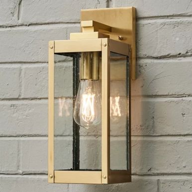 Gold Outdoor Light Fixtures, Outdoor Sconces Front Door, Brass Outdoor Lighting, Exterior Wall Light Fixtures, Front Door Lighting, Cottage Lighting, Entry Lighting, Exterior Light Fixtures, Glass Panes