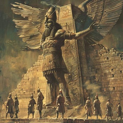 Ancient Sumerian Art, Enki Sumerian God, Babylonian Aesthetic, Annunaki Art, Anunnaki Tattoo, Assyrian Culture, Anunnaki Gods, Sumerian Gods, Sumerian Art