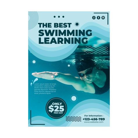 Free Vector | Swimming lesson flyer template Swimming Academy, Swim Lessons, Post Design, Flyer Template, Graphic Resources, Vector Free, Swimming, Design