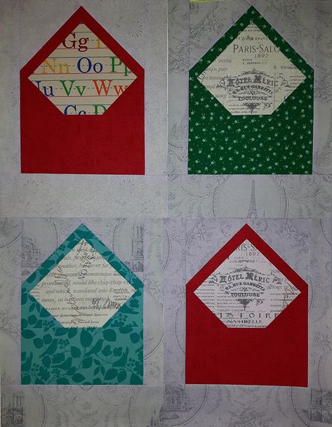 Love Quilt Block Pattern, Envelope Quilt Block Pattern, Envelope Quilt, Quilting Shapes, Hanky Quilt, Quilted Crafts, Economy Block, Mini Patchwork, Heart Quilt Pattern