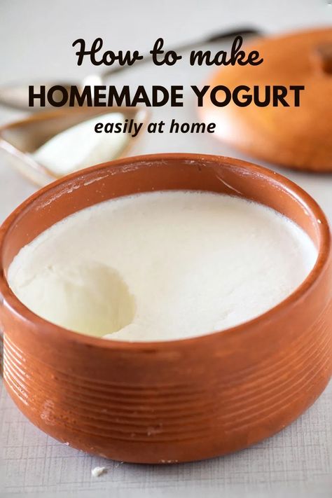 How to make curd or dahi or yogurt. With this yogurt recipe you can make homemade yogurt that is thick and creamy easily at home. Curd or yogurt made with this recipe is all-natural, preservative-free and texture is such that you can slice through it. Leftover Yogurt, Recipe Using Milk, Yogurt Recipes Healthy, Homemade Yogurt Recipes, Thick Yogurt, Making Yogurt, Yogurt Recipe, Yogurt Drinks, Yogurt Maker