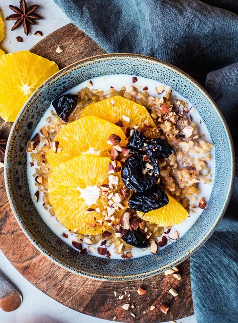 Spiced Brown Rice Porridge with Orange - Dish Rice Porridge Aesthetic, Rice Porridge Breakfast, Brown Rice Porridge Breakfast, Spiced Porridge, Brown Rice Porridge, Millet Pumpkin Porridge, Rice Porridge, Porridge Recipes, Winter Dishes