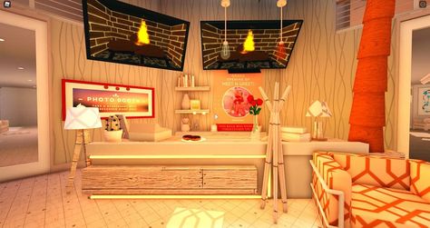 Bloxburg Reception Ideas, Bloxburg Reception, Bloxburg Academy, Fall Town, Building Hacks, Hanging Tv, Roblox House, Blocksburg Room Ideas￼, Bloxburg Houses