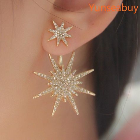 Gold Star Earrings, Wedding Gifts For Friends, Silver Star Earrings, Stud Fashion, Cheap Earrings, Starburst Earrings, Sparkling Stars, Gem Jewelry, Diamond Jewel