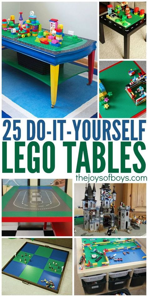 25 DIY LEGO Tables the Entire Family Will Love. Some people are SO creative! My boys would love all of these. Lego Table Ideas, Table Lego Diy, Lego Tables, Diy Lego Table, Table Lego, Deco Lego, Lego Table With Storage, Lego Table Diy, Diy Lego