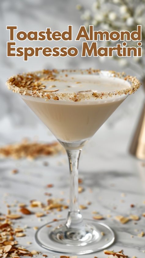 Toasted Almond Espresso Martini Amaretto Espresso Martini, Kahlua Cocktails, Martini Variations, Espresso Cocktails, Milk Cocktails, Amaretto Cocktails, Espresso Martini Recipe, Martinis Drinks, Bar Cocktails