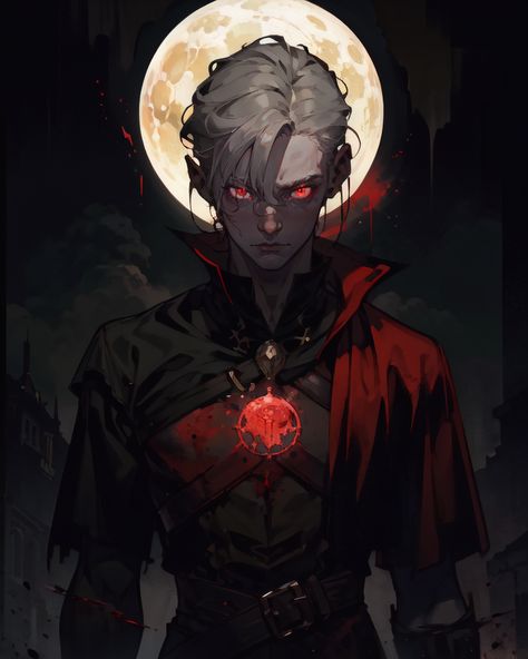 male vampire/dhampir Dhampir Character Art, Dhampir Male Art, Balkan Folklore, Dhampir Dnd, Dnd Party, Male Vampire, Blood Hunter, Blood Elf, Dnd Races