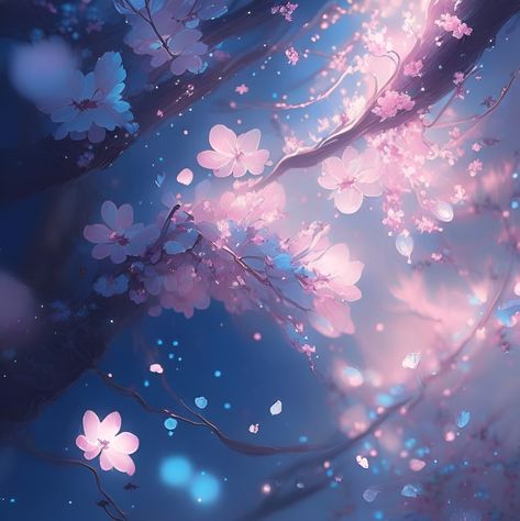 Anime Cherry Blossom, Digital Art Programs, Texture Painting Techniques, Pink Blossom Tree, Sakura Art, Cherry Blossom Branch, Sakura Tree, Glowing Art, Cherry Blossom Background