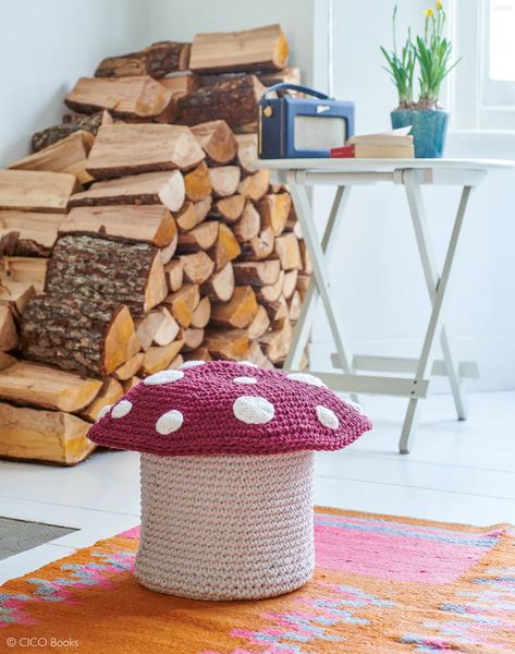 Toadstool Basket | Crochet with Flowers and Plants – MAKEetc. Mushroom Basket, Amanita Mushroom, Basket Crochet, Mushroom Hat, Crochet Baskets, Crochet Mushroom, Extra Yarn, Basket Pattern, Crochet Supplies