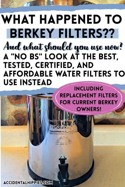 What really happened with Berkey Filters? And what should you do if you need replacement filters for your Berkey? Whether you're new to countertop gravity water filters or need and alternative for your existing Berkey unit, here's our researched, documented, no-BS approach to what is happening with Berkey and a look at viable water filter alternatives. Best Water Filter System, Berkey Water Filter Stand Ideas, Countertop Water Filter, Under Sink Water Filter, Berkey Water Filter, Survival Essentials, Best Water Filter, Sarah Connor, Water Filters System