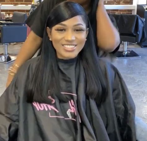 90’s Hairstyles, Pressed Natural Hair, Straight Black Hair, Side Part Hairstyles, Prom Dresses For Teens, Side Part, Black Girls Hairstyles, Weave Hairstyles, Black Women Hairstyles