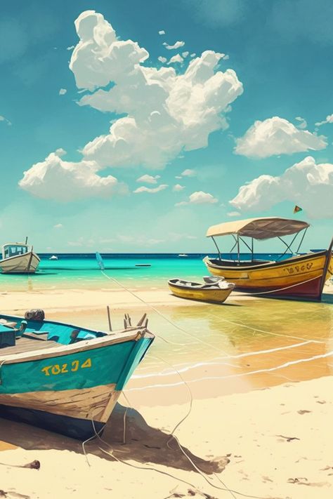 Excited to share the latest addition to my #etsy shop: BOAT Printable, BEACHY Wall ART, Ocean Poster, Ocean Artwork, Beach Boat Ocean Digital Panoramic Wall Art Décor Gift for Nature Lovers https://etsy.me/3ZVxEcY #boatprintable #beachywallart #oceanposter #oceanartwor Beach And Boats Paintings, Beach Artwork Illustrations, Ocean Digital Painting, Boat Digital Art, Ocean Scene Drawing, Beach Illustration Art, Ocean Illustration Art, Sea With Boat, Digital Art Ocean