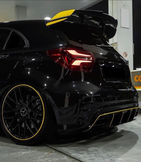 Mercedes Amg A45, Amg A45, Blacked Out Cars, Mercedes A45 Amg, Amg Mercedes Benz, Mercedes A45, Yellow Night, Tmax Yamaha, A Class Amg