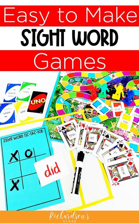 Classroom Sight Word Games, Diy Literacy Games, Diy Sight Word Games, Free Sight Word Games, Games Kindergarten, Book Owl, Word Ideas, Guided Reading Activities, Kindergarten Freebies