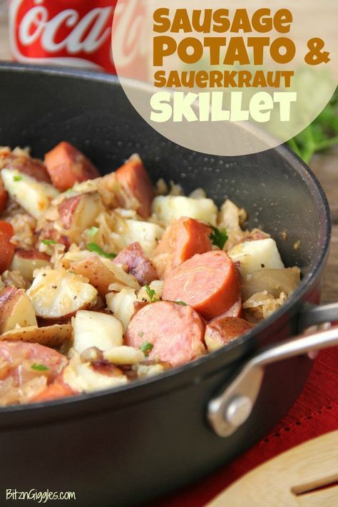 Sausage Potato Sauerkraut, Skillet Kielbasa, Kielbasa Potatoes, Kielbasa And Potatoes, Sausage And Potatoes, Sausage Potato, Hearty Beef Stew, Fresh Fruit Recipes, Winter Cooking