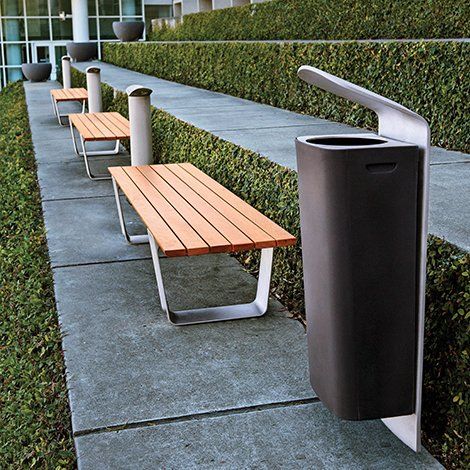 MultipliCITY Bench - Artform Urban #artformurban #streetfurniture Bin Design, Street Trash, Urban Furniture Design, Litter Bin, Kursi Bar, Outdoor Office, Renzo Piano, Landscape Materials, Landscaping Supplies