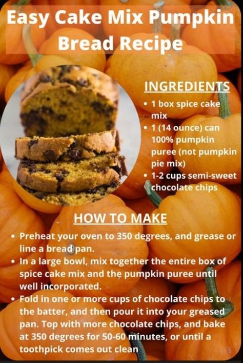 40+ Easy Fall Desserts Anyone Can Make | HubPages Bisquick Pumpkin Bread, Cake Mix Bread Recipes, Cake Mix Pumpkin Bread, Easy Fall Desserts, Cake Mix Pumpkin, Pumpkin Cake Mix, Thanksgiving Dish, Pumpkin Bread Easy, Homemade Bread Recipes Easy