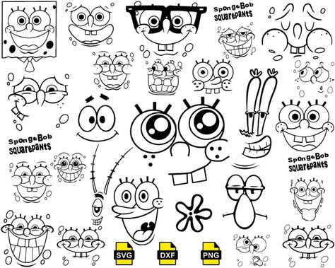 Spongebob Outline, Spongebob Face, Spongebob Quotes, Spongebob Faces, Face Outline, Spongebob Birthday, Popular Cartoons, How To Make Stickers, Cartoon Faces