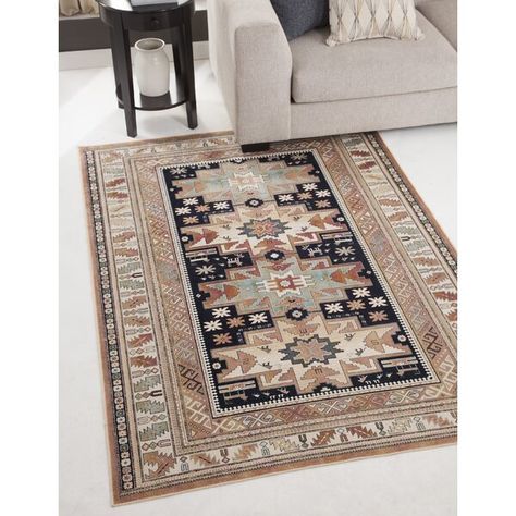 This area rug features a stylish bohemian motif that will enhance a variety of styles and decors while pulling the overall look of the room together. The flat pile height makes the rug perfect for areas where door clearance can be a concern. This area rug has a rich lustre that can make the colours to appear slightly lighter or darker depending on the direction or angle the rug is turned. Rust Rug, Rust Area Rug, Viscose Rug, Area Rug Sizes, Design Board, Navy Blue Area Rug, Blue Area Rug, Modern Furniture Living Room, Blue Area