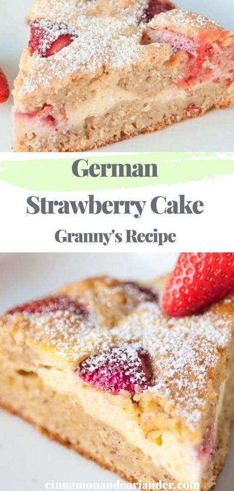 German Strawberry Cake, Easy Fresh Strawberry Cake, Traditional Christmas Baking, Cream Cheese Swirl, Strawberry Cake Recipe, Strawberry Cake Easy, Sponge Cake Filling, Fresh Strawberry Cake, German Cake