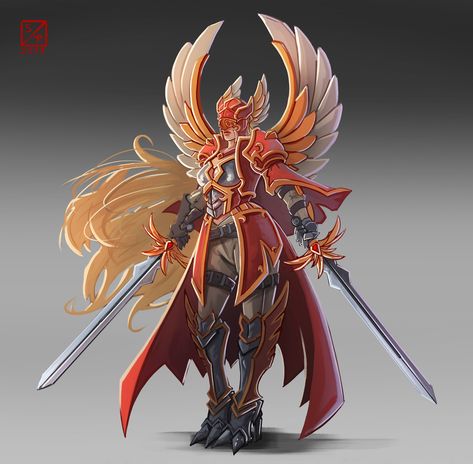 Phoenix Knight Fantasy Art, Phoenix Knight, Phoenix Armor, Arcane Knight, Phoenix Warrior, Holy Knight, Still Painting, Dual Swords, Assassin's Creed Wallpaper