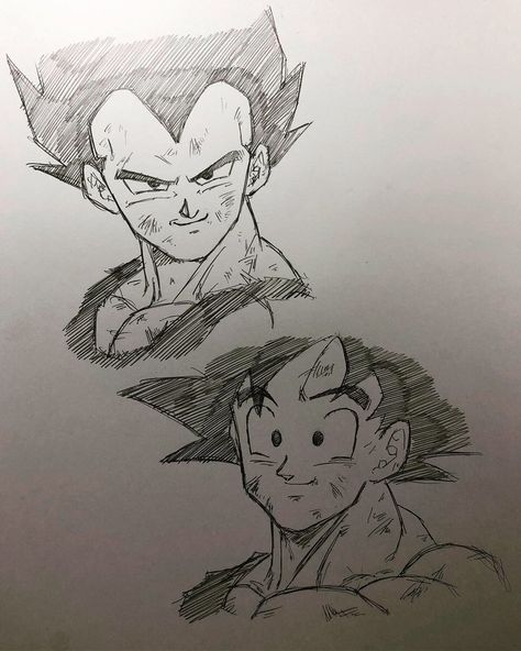 Goku And Vegeta Drawing Easy, Goku Vegeta Drawing, Dragon Ball Pencil Drawing, Goku And Vegeta Drawing Sketch, Goku And Vegeta Fanart, Goku And Vegeta Sketch, Drawing Dragon Ball Art, Vegeta Drawing Sketch, Goku And Vegeta Drawing