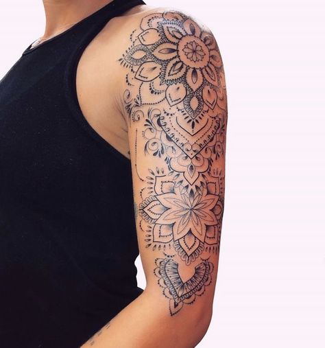 Full Arm Mandala Tattoo, Mandala Tattoo Sleeve Women, Feminine Sleeve, Mandala Tattoo Sleeve, Feminine Tattoo Sleeves, Tattoo Mandala, Feminine Tattoo, Sleeve Tattoos For Women, Feminine Tattoos