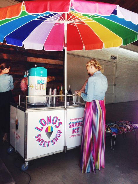 Snow Cone Cart, Shaved Ice Recipe, Snow Cone Stand, Ice Party, Hawaiian Shaved Ice, Watercolor Party, Sno Cones, Ice Cream Stand, Shave Ice