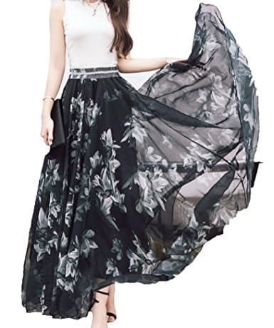 35 Products On Amazon Our Readers Are Loving Right Now Long Skirt Outfits Indian, Chiffon Long Skirt, Long Chiffon Skirt, Maxi Skirts Summer, Skirt Beach, Chiffon Maxi Skirt, Long Skirt Outfits, Bohemia Style, Vintage Black Dress