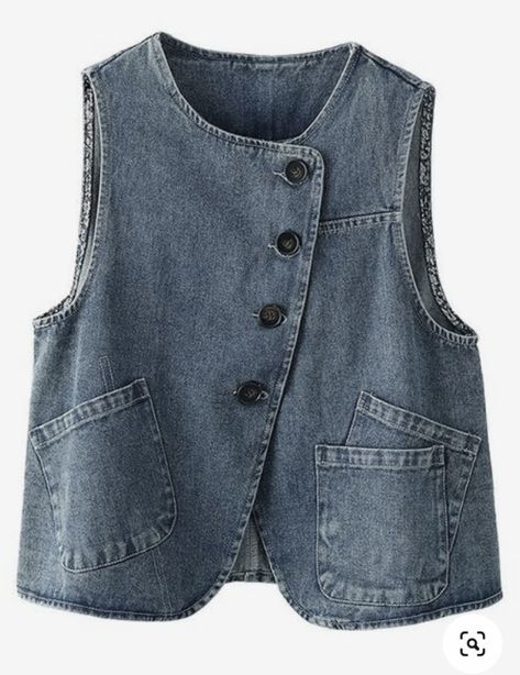 Vest Denim, Jacket Denim, Streetwear Casual, 가을 패션, Mode Inspiration, Women's Vest, Upcycle Clothes, Sewing Clothes, Fashion Sewing