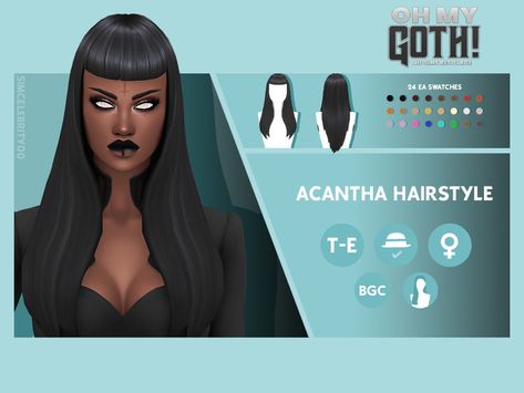 The Sims Resource - Oh My Goth - Acantha Hairstyle Vampire Cc Sims 4 Maxis Match, Sims 4 Trad Goth Cc, Sims 4 Goth Cc Clothing, Sims Blueprints, Sims 4 Vampire, Sims Collection, Sims 4 Cc Goth, Canon Event, Vampire Hair