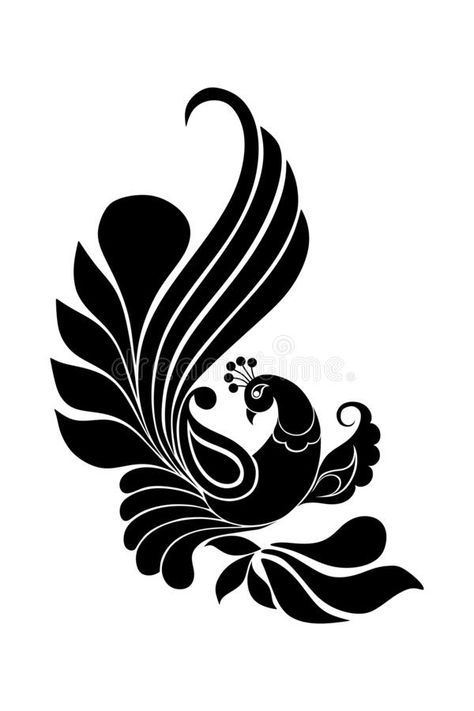 Design For Stencil Printing, Peacock Stencil Design, Peacock Vector Design, Stencil Printing Design Patterns, Black And White Illustration Drawings, Doodle Peacock, Peacock Stencil, Black And White Graphic Design, Peacock Vector