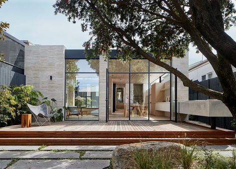 Workers Cottage, Shiplap Cladding, Clifton Hill, Passive Solar Design, Steel Framing, Timber Ceiling, Glass Extension, Solar Design, City Family