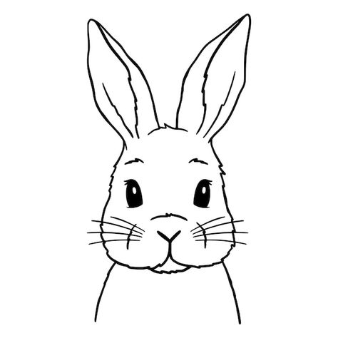 Line Art Bunny, Rabbit Line Art, Easy Bunny Drawing, Bunny Sketch, Bunny Sketches, Rabbit Drawing, Bunny Cages, Bunny Drawing, Bunny Face