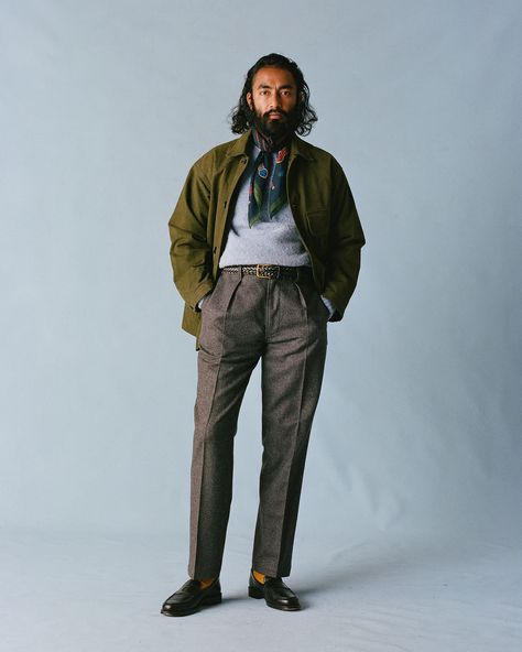 The Transitional Lookbook – Drakes Tailored Boho Style, Grandpa Fashion, Grandpa Style, Field Coat, Outfits Hombre, Mens Outfit Inspiration, Cocktail Attire, Layering Outfits, Men Fashion Casual Outfits