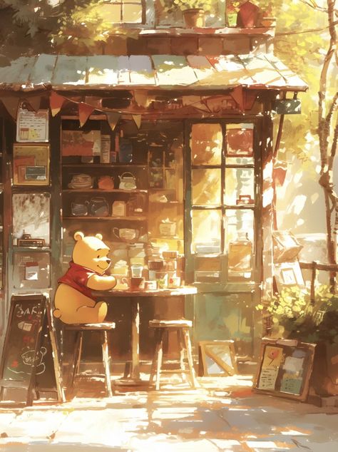 Fall Animated Aesthetic, Winnie The Pooh Fall Background, Pooh Bear Phone Wallpaper, Winnie Pooh Background, Winnie The Pooh Summer Wallpaper, Winnie The Pooh Fanart, Pooh Fall Wallpaper, Fall Anime Wallpaper, Fall Aesthetic Cartoon