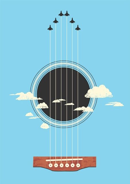 guitar plane graphic art poster Ilustrasi Dan Poster, Tang Yau Hoong, Negative Space Art, Illustration Design Graphique, Guitar Illustration, Art Spatial, Graphic Design Collection, Graphisches Design, Toasters