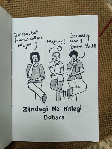 Farhan Akhtar Zindagi Na Milegi Dobara, Znmd Quotes Aesthetic, Znmd Quotes Words, Zindagi Na Milegi Dobara Aesthetic, Zindagi Na Milegi Dobara Quotes, Bollywood Drawing, Bollywood Fanart, Aesthetic Bollywood, Zindagi Na Milegi Dobara