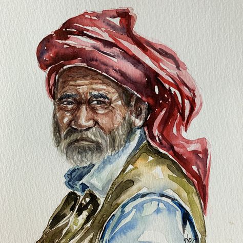 Excited to share this item from my #etsy shop: Kashmir - Watercolor portrait ,original portrait,old man art,small portrait,man portrait,original art Portrait Man, Winsor And Newton Watercolor, Daler Rowney, Man Portrait, Man Art, Painting Of Girl, Watercolor Portrait, Male Portrait, Small Paintings