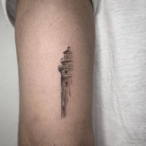 Lighthouse Tattoos, Boat Tattoo, Lighthouse Tattoo, Light Tattoo, Theme Tattoo, Nature Ocean, Line Art Tattoos, Little Tattoos, Simplistic Tattoos