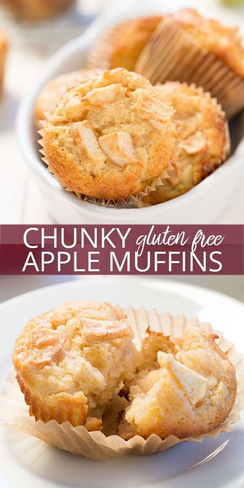 Celebrate apple season with this super easy recipe for perfectly spiced gluten free apple muffins with plenty of diced apples inside. So tender and moist! Gluten Free Apple Muffins, Gluten Free Apple Recipes, Muffins Blueberry, Gluten Free Apple, Pain Sans Gluten, Streusel Muffins, Easter Desserts, Greenville Nc, Apple Muffins