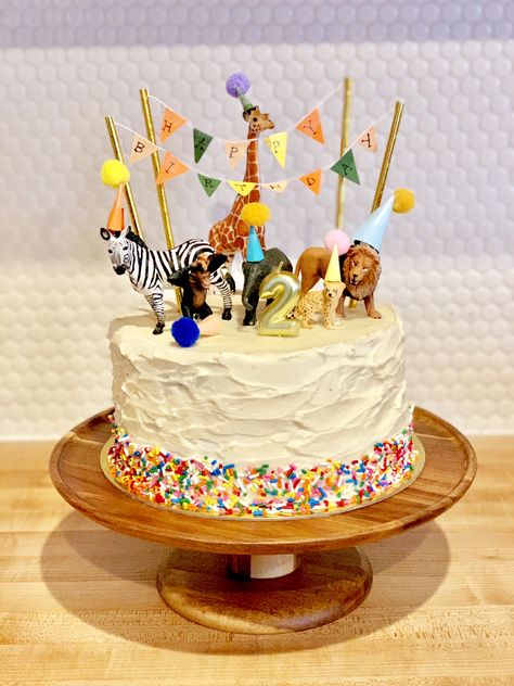 Birthday Party Girl, Animal Birthday Cakes, 2 Birthday Cake, Animal Birthday Party, Animal Cake, Boy Birthday Cake, Girl Cake, Party Girl, First Birthday Cakes