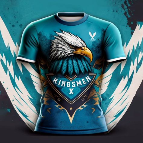 Who says sports jerseys have to be boring? Not us! We specialize in creating hilarious, eye-catching designs that will have your opponents laughing all the way to the end zone. Let us take your team's style to the next level with our one-of-a-kind designs. With our expert craftsmanship and attention to detail, your team will look so good, your opponents won't even be mad when they lose. So why settle for a lackluster jersey when you can have a Mzncreatives. Contact us on INSTAGRAM Eagle Shirts Design, Eagle Logos, Sports Shirt Design, Jersey Cricket, Running Jersey, Volleyball Jersey Design, Volleyball T Shirt Designs, Cricket Kit, Cricket Logo